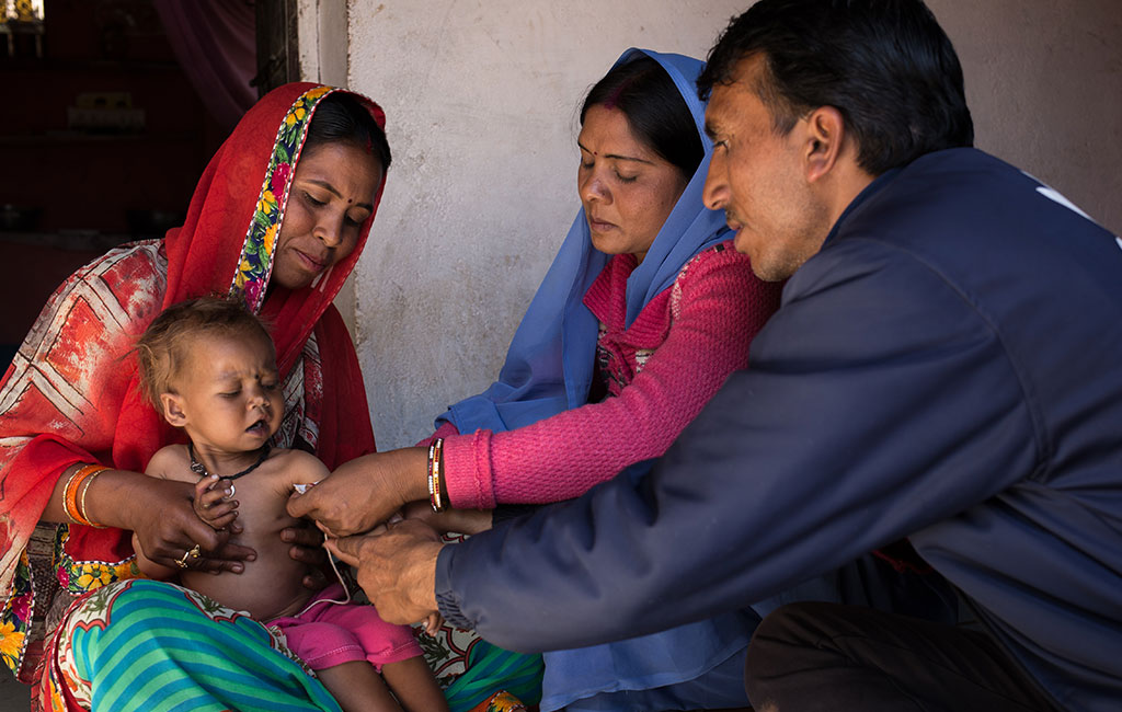 Bhumika receiving treatment for malnutrition in India