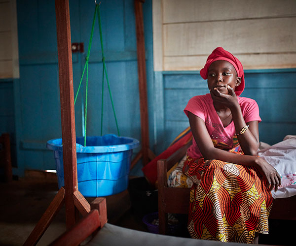 A girl at an Action Against Hunger treatment centre in Central African Republic.