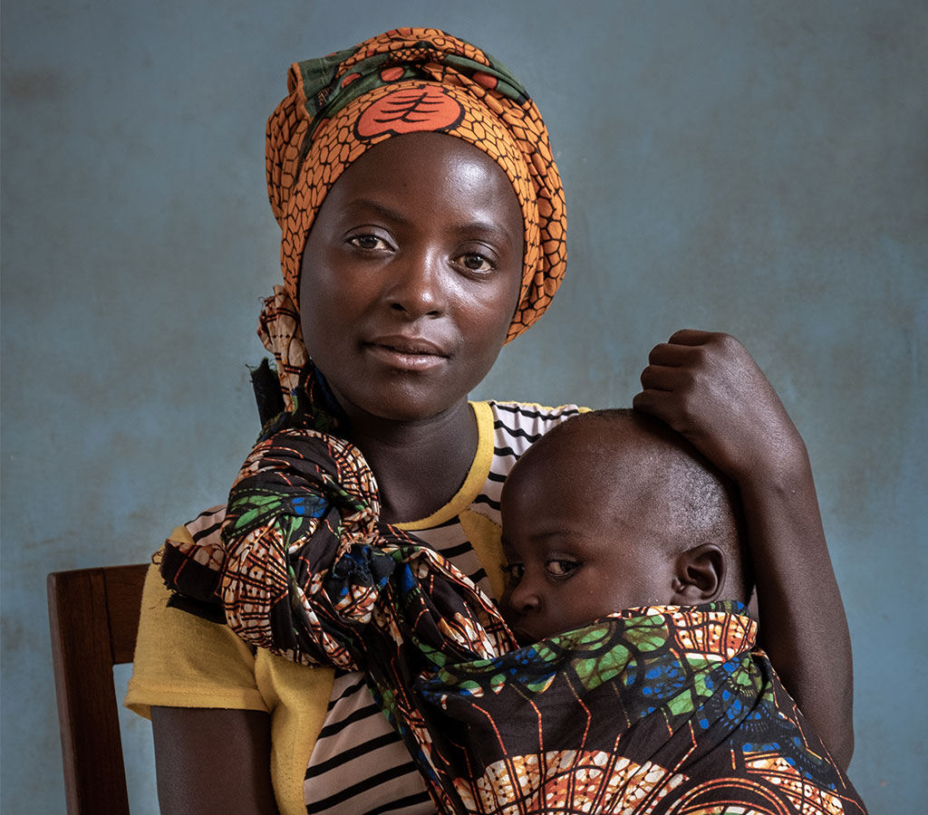 Mariam and Samson from Mpwapwa, Tanzania. Action Against Hunger supported Mariam to help Samson recover from malnutrition.