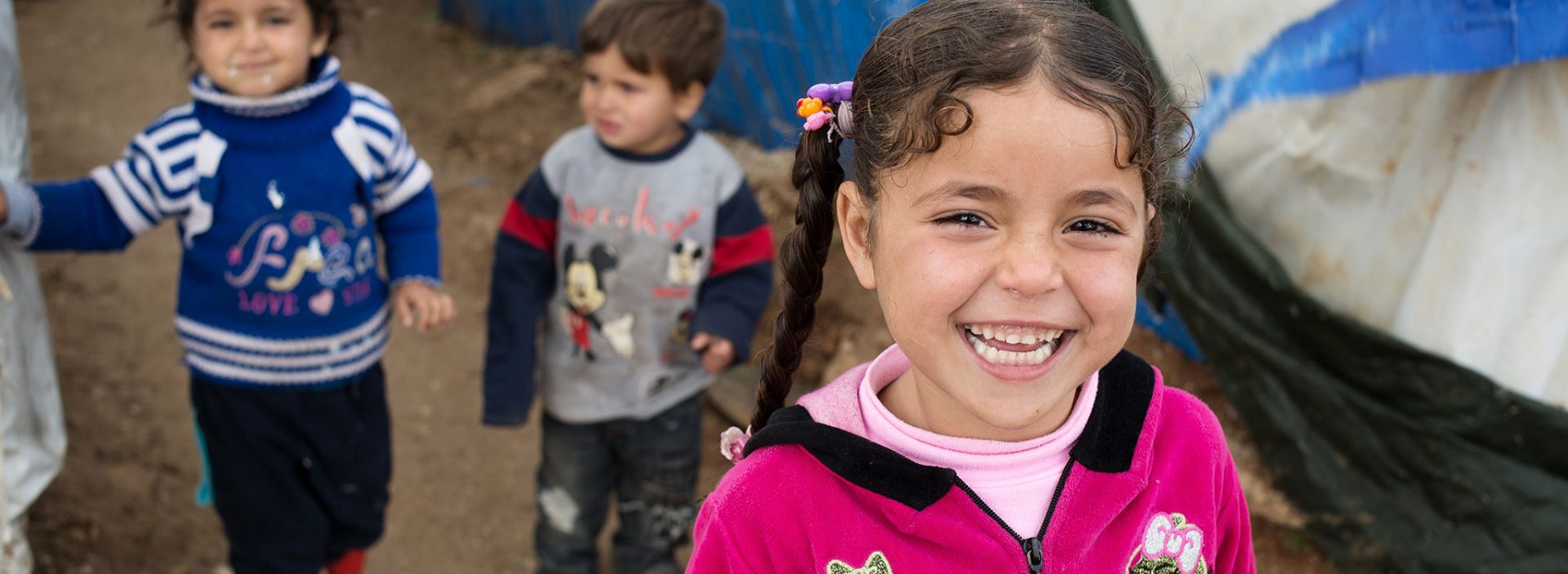 Syrian refugee children in a camp