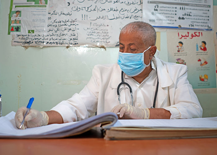 Abdullah is a contracted doctor working at an Action Against Hunger health clinic in Abyan province, Yemen