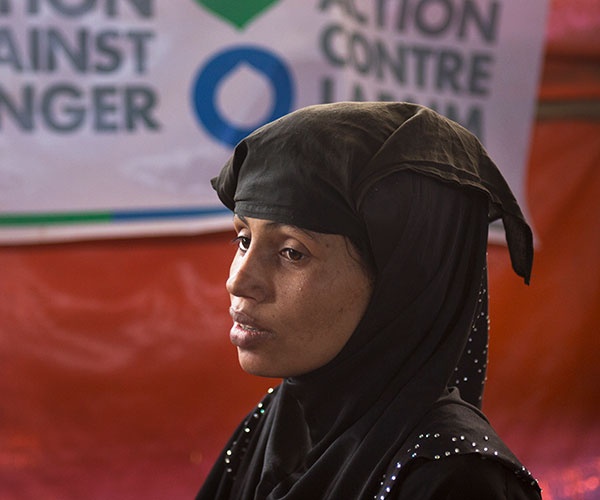 Humaira, a woman supported by Action Against Hunger at a treatment centre in Bangladesh,