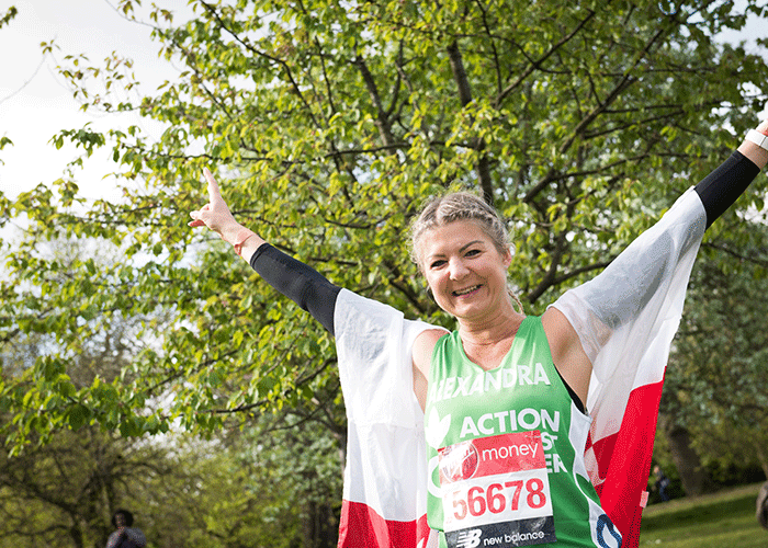 Alexandra completing the London Marathon for Action Against Hunger