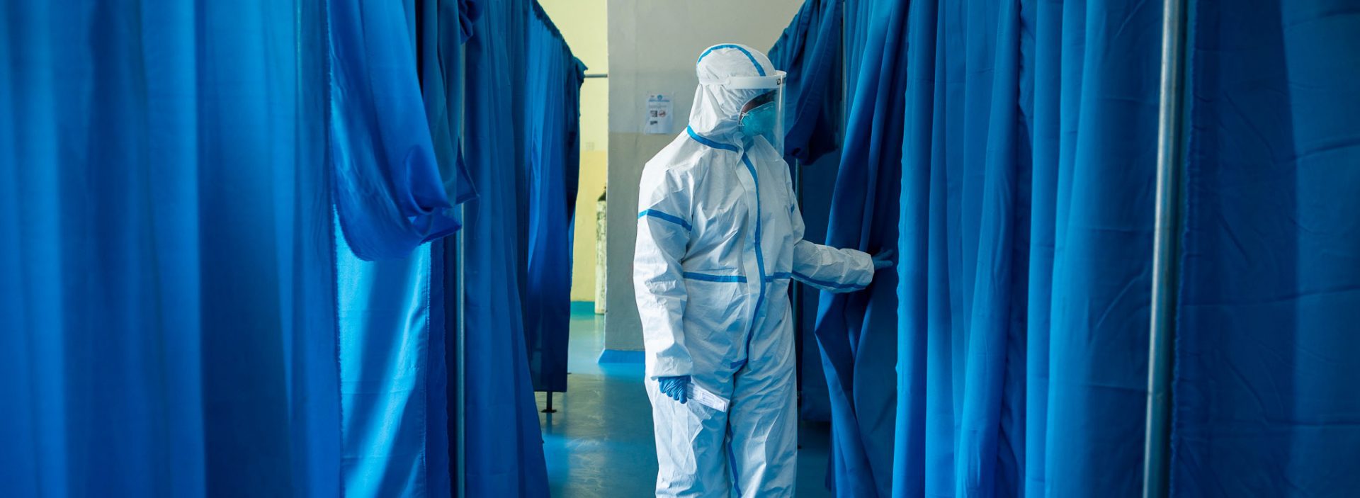 An Action Against Hunger worker at the De Martini quarantine hospital in Mogadishu, Somalia.