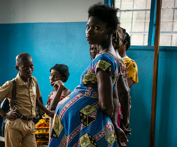 A pregnant woman at an Action Against Hunger treatment centre in Cote d'Ivoire.