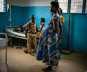 A pregnant woman at an Action Against Hunger treatment centre in Cote d'Ivoire.