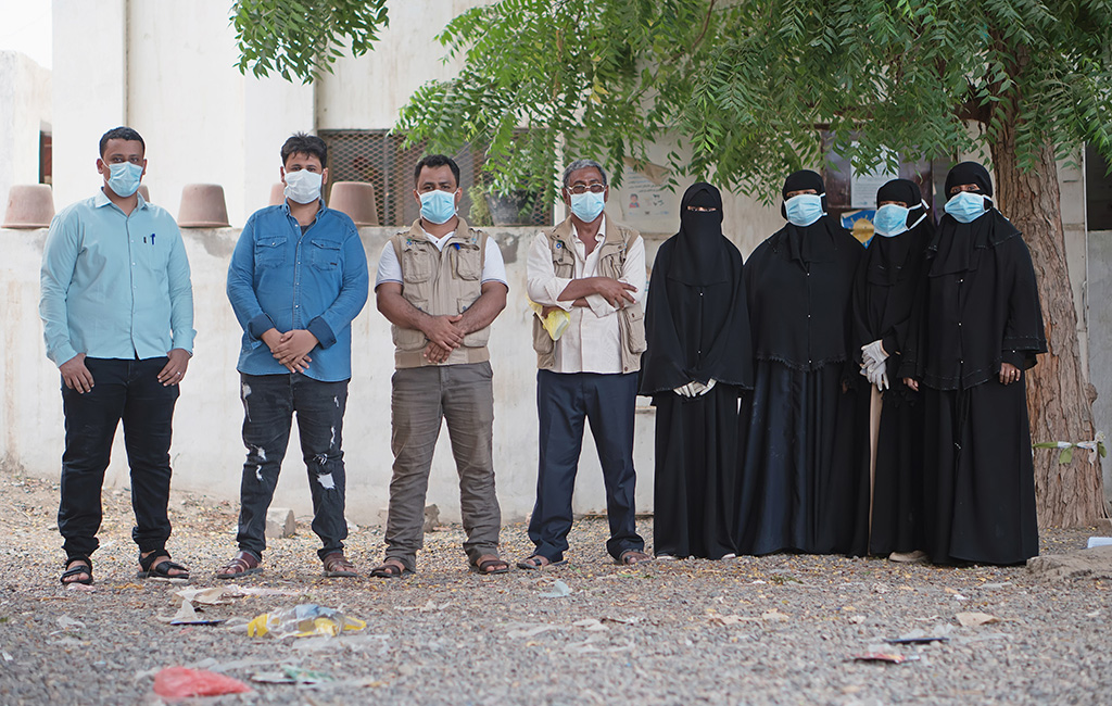 Action Against Hunger staff at a mobile health clinic in Yemen.