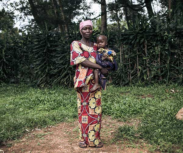 A woman and a child at an Action Against Hunger project in Democratic Republic of Congo.