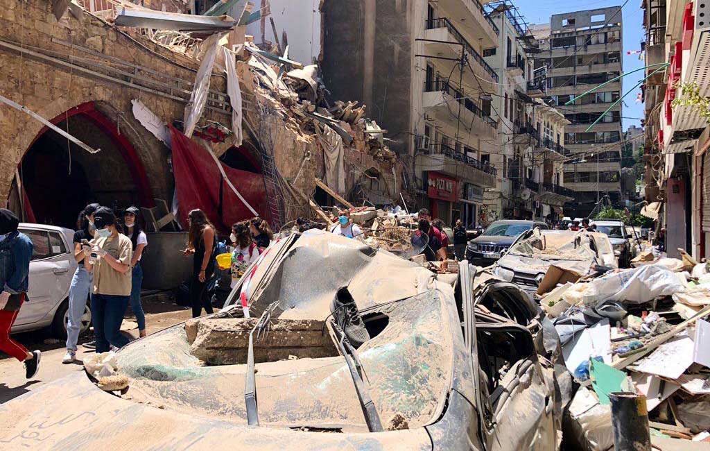 The aftermath of the explosion in the Port of Beirut.