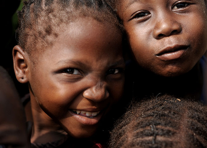 children smiling at camera in Cetral African Republic