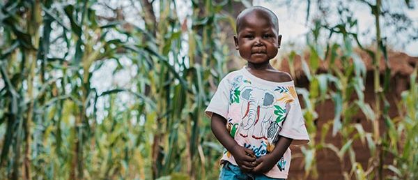 Rodrick, a four-year-old boy from Tanzania who has recovered from malnutrition thanks to support from Action Against Hunger.