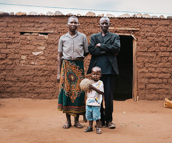 Four-year-old Rodrick and his family in Tanzania. Action Against Hunger helped Rodrick recover from malnutrition.