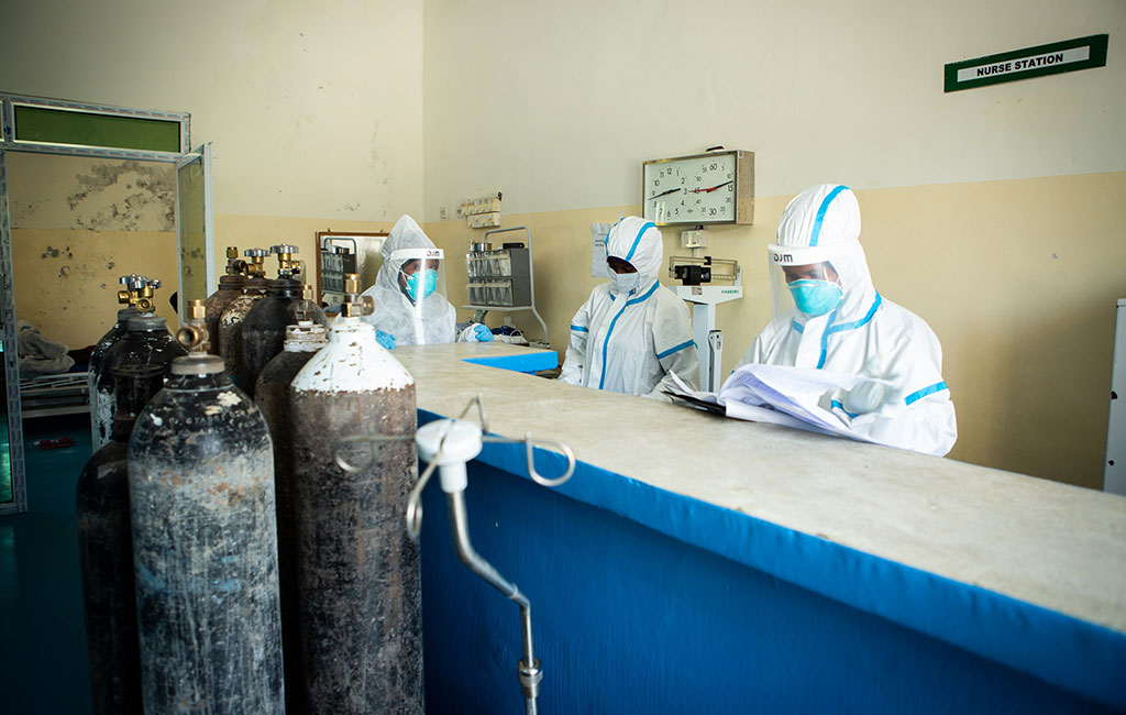 Staff at De Martini quarantine hospital in Mogadishu, Somalia.