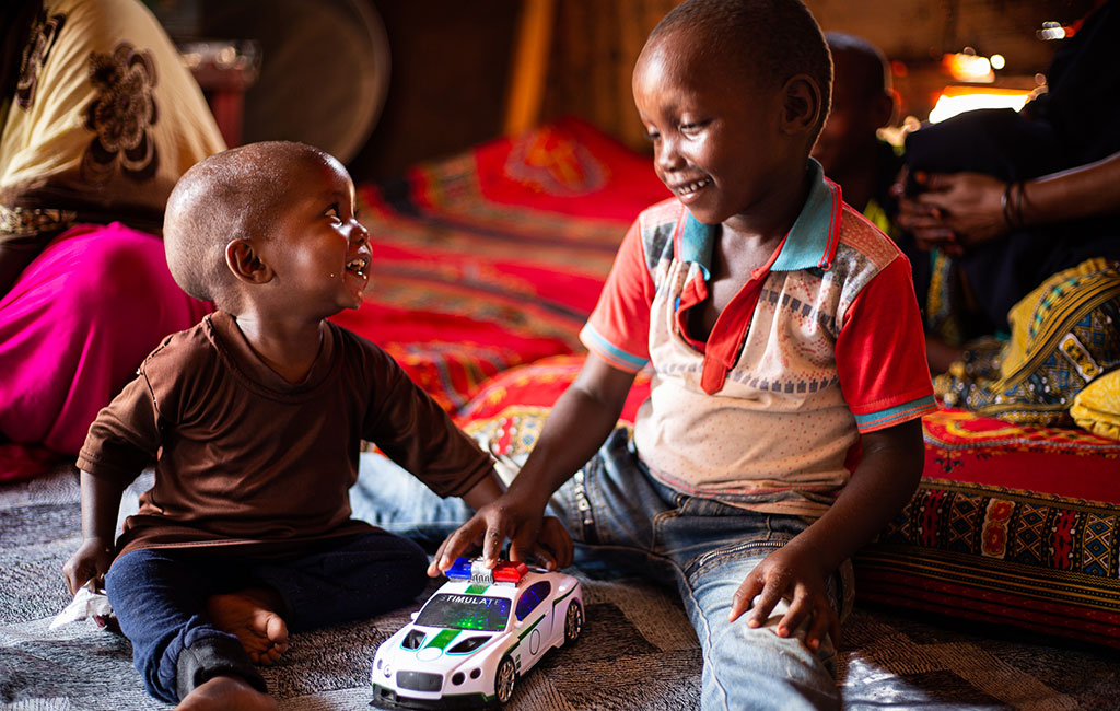 Mohamed plays at home with his brother in Mogadishu, Somalia.