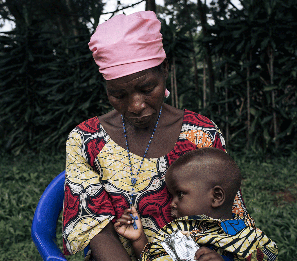 Georgine with her 27-month-old son, David who was treated at an Action Against Hunger-supported health centre for severe acute malnutrition in DRC