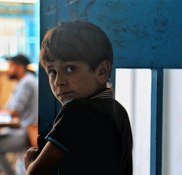 A young boy caught up in the violence in Gaza