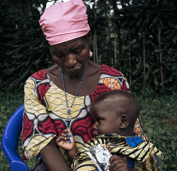 Georgine with her 27-month-old son, David who was treated at an Action Against Hunger-supported health centre for severe acute malnutrition in DRC