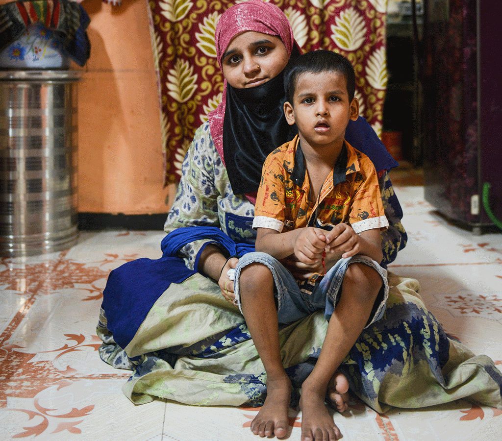 Sayyed Mehnaz Irfan Alam with her child in India 