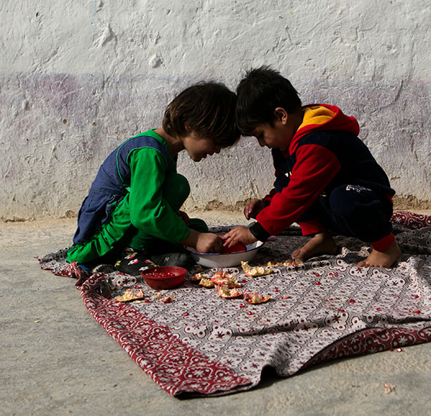 Two children playing in Afghanistan.