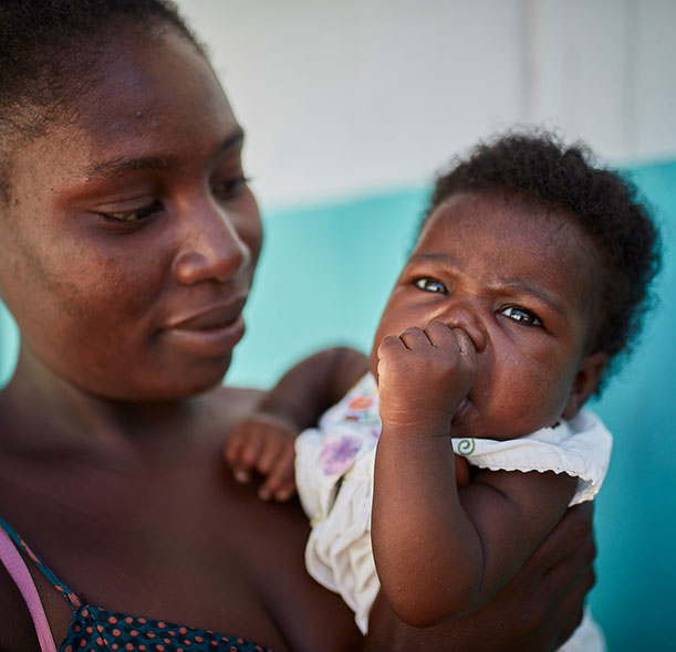 A child receiving malnutrition treatment in Haiti.