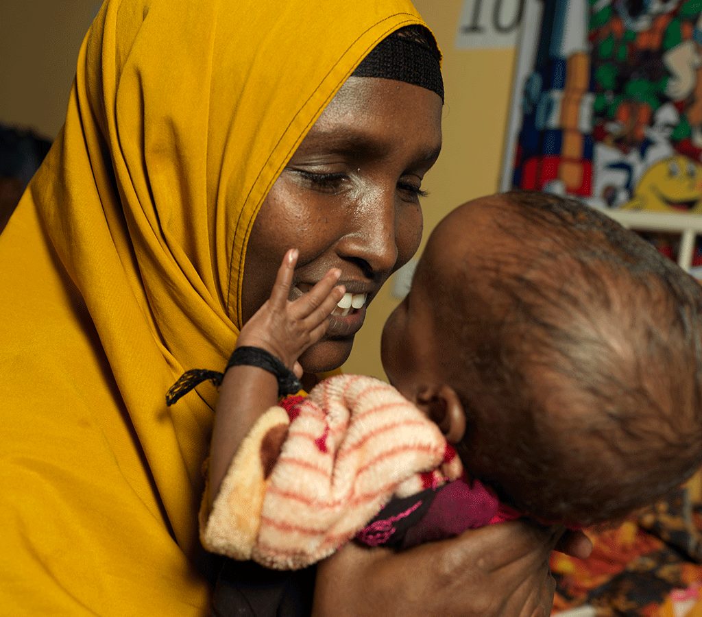 Safiya, 33, with her severely malnourished daughter Fardosa who is 11 months old at Yabelo General Hospital, Ethiopia.
