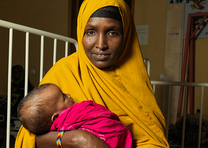 Safiya and her daughter Fardosa at a treatment centre run by Action Against Hunger in Ethiopia.