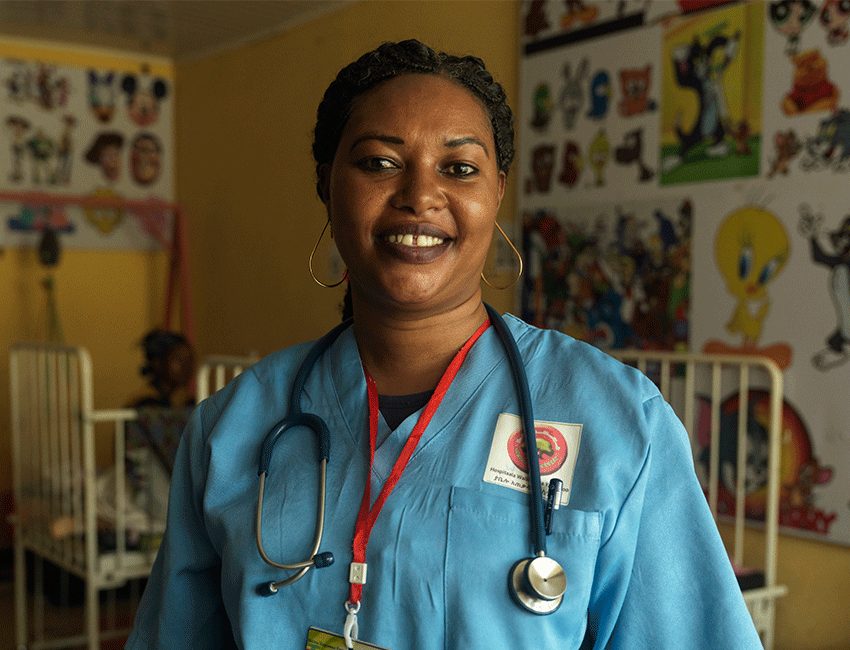 Ware is an Action Against Hunger-trained nurse in Ethiopia who treats babies suffering with malnutrition