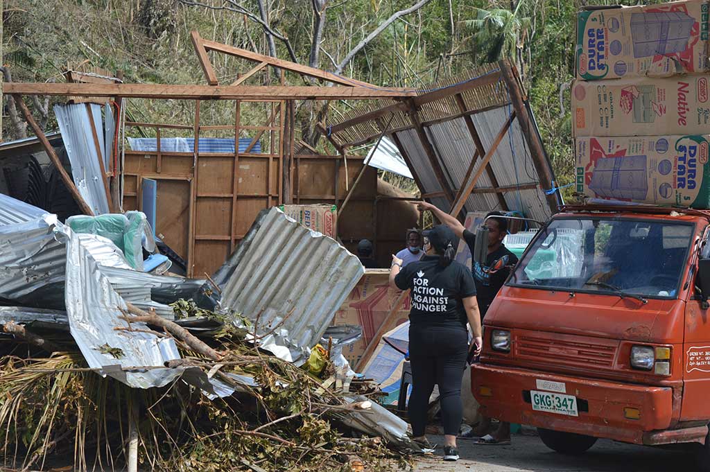 The destruction caused by Typhoon Rai in southern Leyte, Philippines.