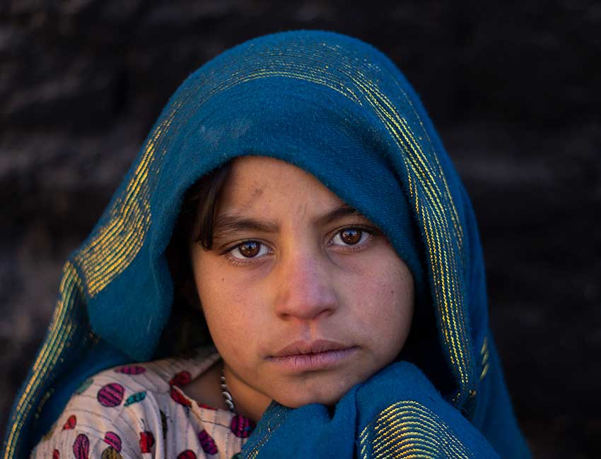 Safia, a girl living in an informal camp in northwest Afghanistan.