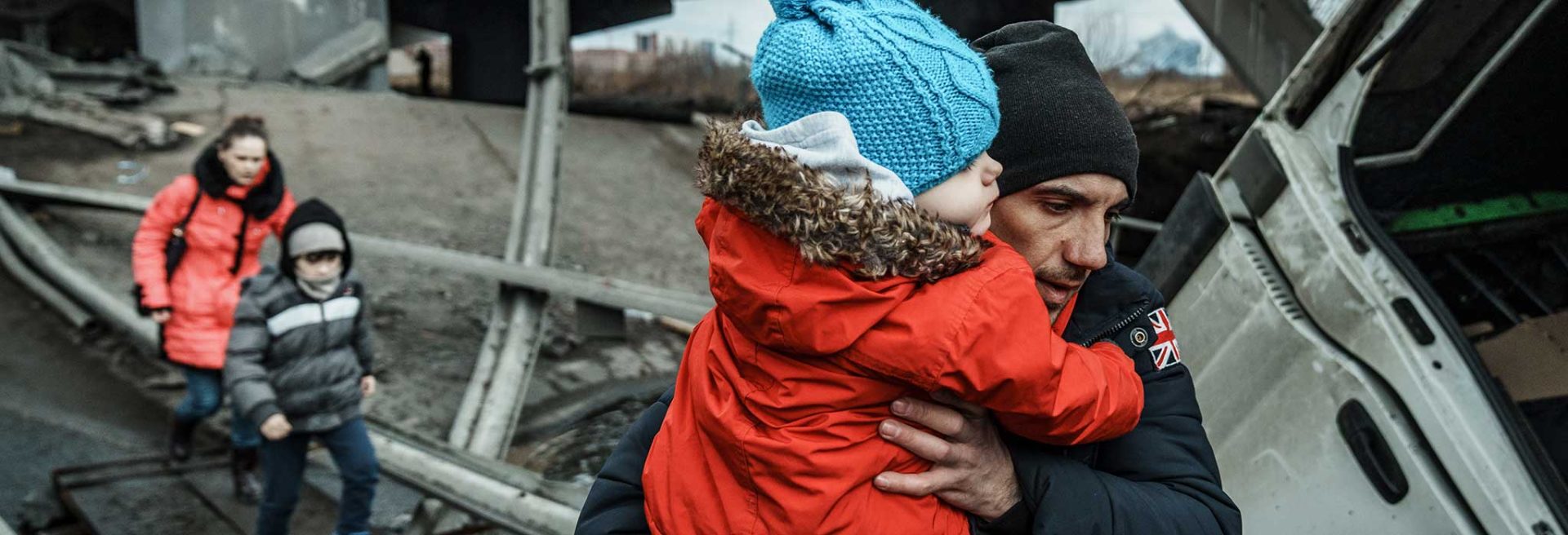 A family fleeing conflict in Ukraine..