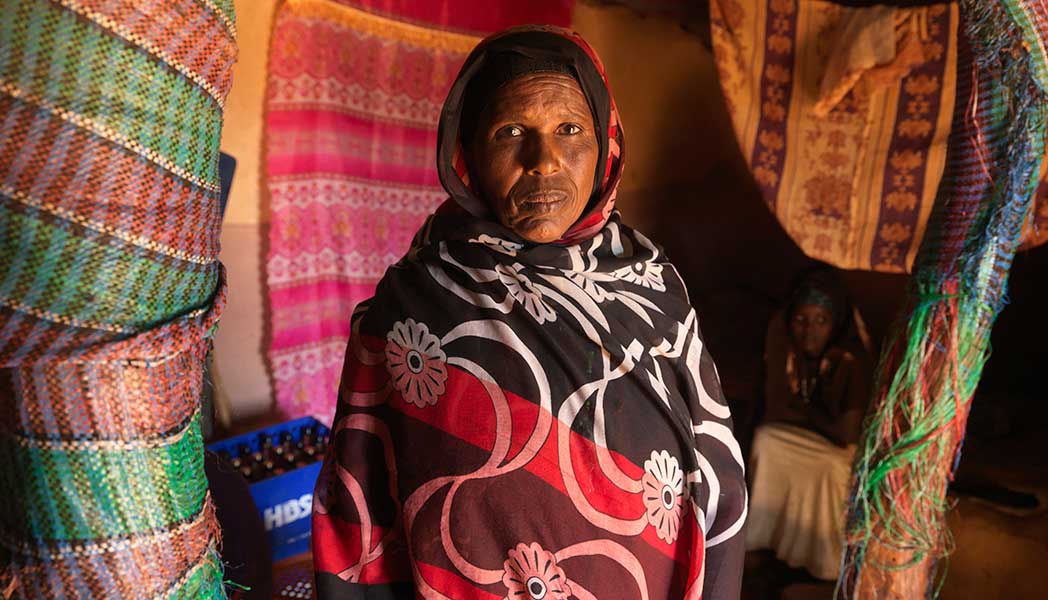 Darmi, 50, at her home in Ethiopia. She can't cultivate her land because of continuing drought.