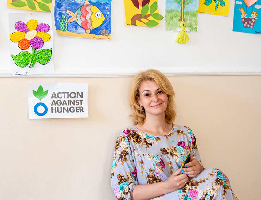 Olesia, a psychologist at the Here and Now mental health project, supported by Action Against Hunger, in Chernivtsi, Ukraine.