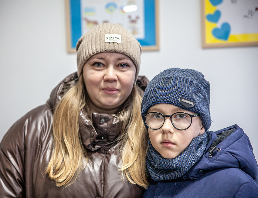Ruslava and her son Vova at the refugee dignity centre supported by Action Against Hunger in Chisinau, Moldova.