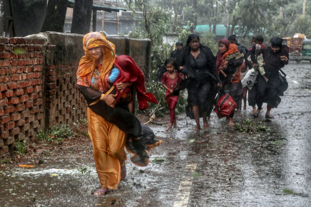 Women and children fleeing Cyclone Mocha in Teknaf, Cox's Bazaar