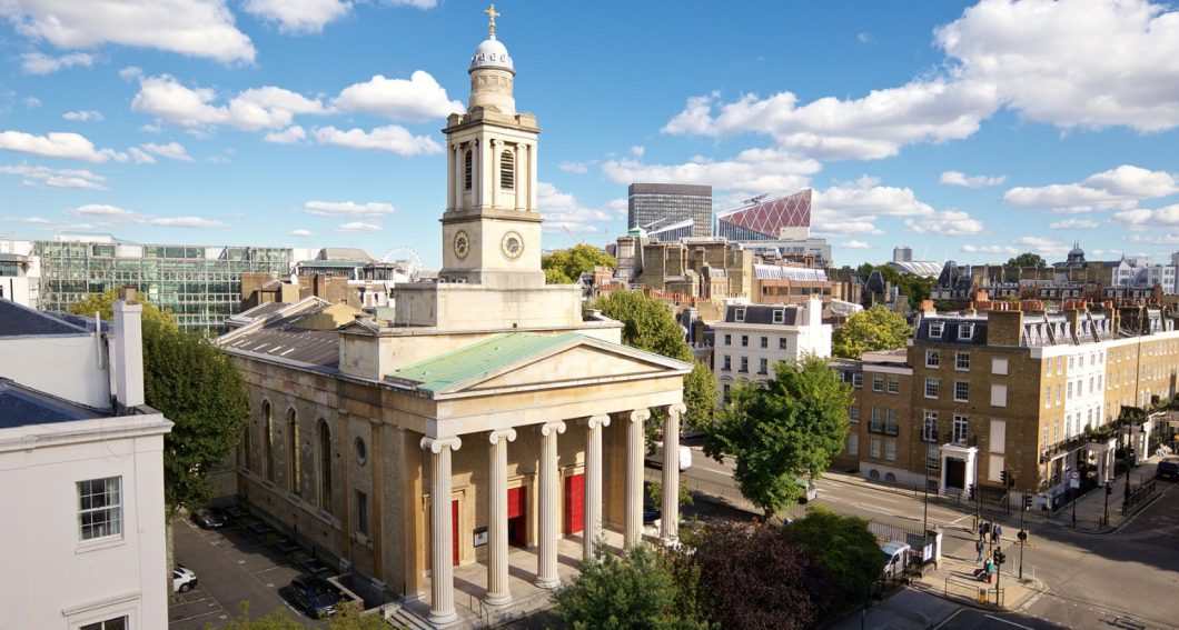 St Peter's Church, Belgravia, in London on sunny day