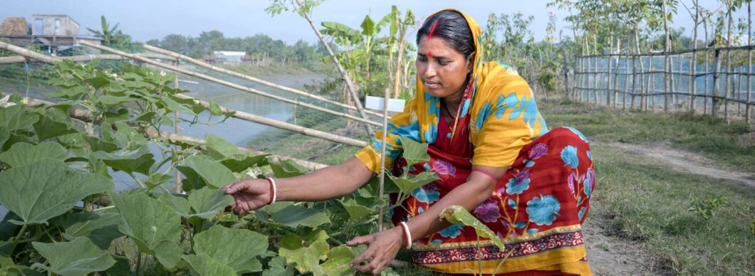Rekha in Bangladesh tending her garden.