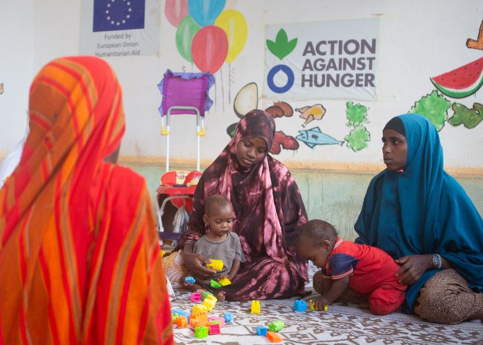 Women at a mother-baby group amid malnutrition crisis in Somalia.