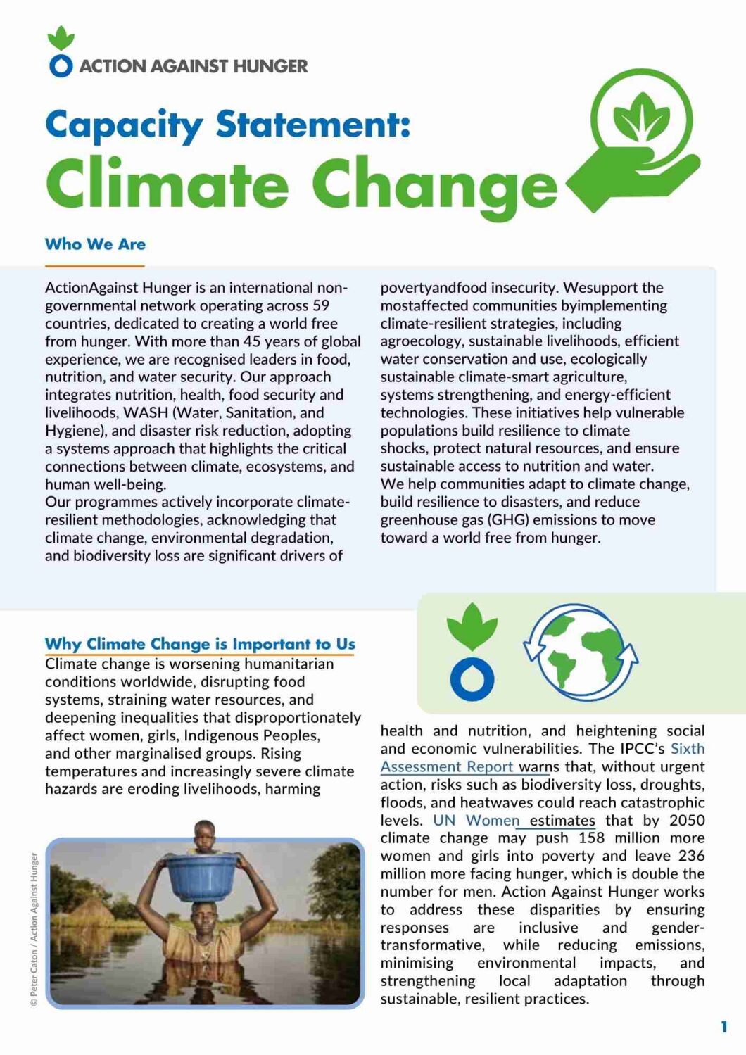 Action Against Hunger Climate Change Capacity Statement.