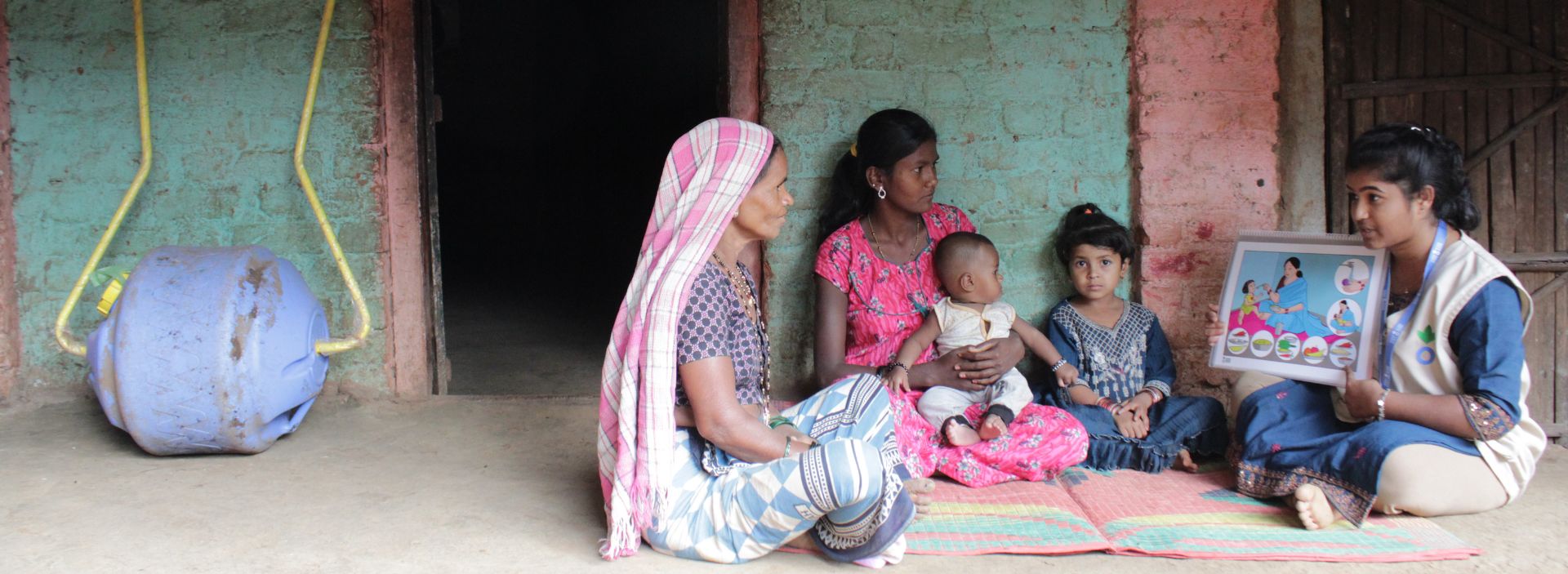 Family in India educated on nutrition by Action Against Hunger.