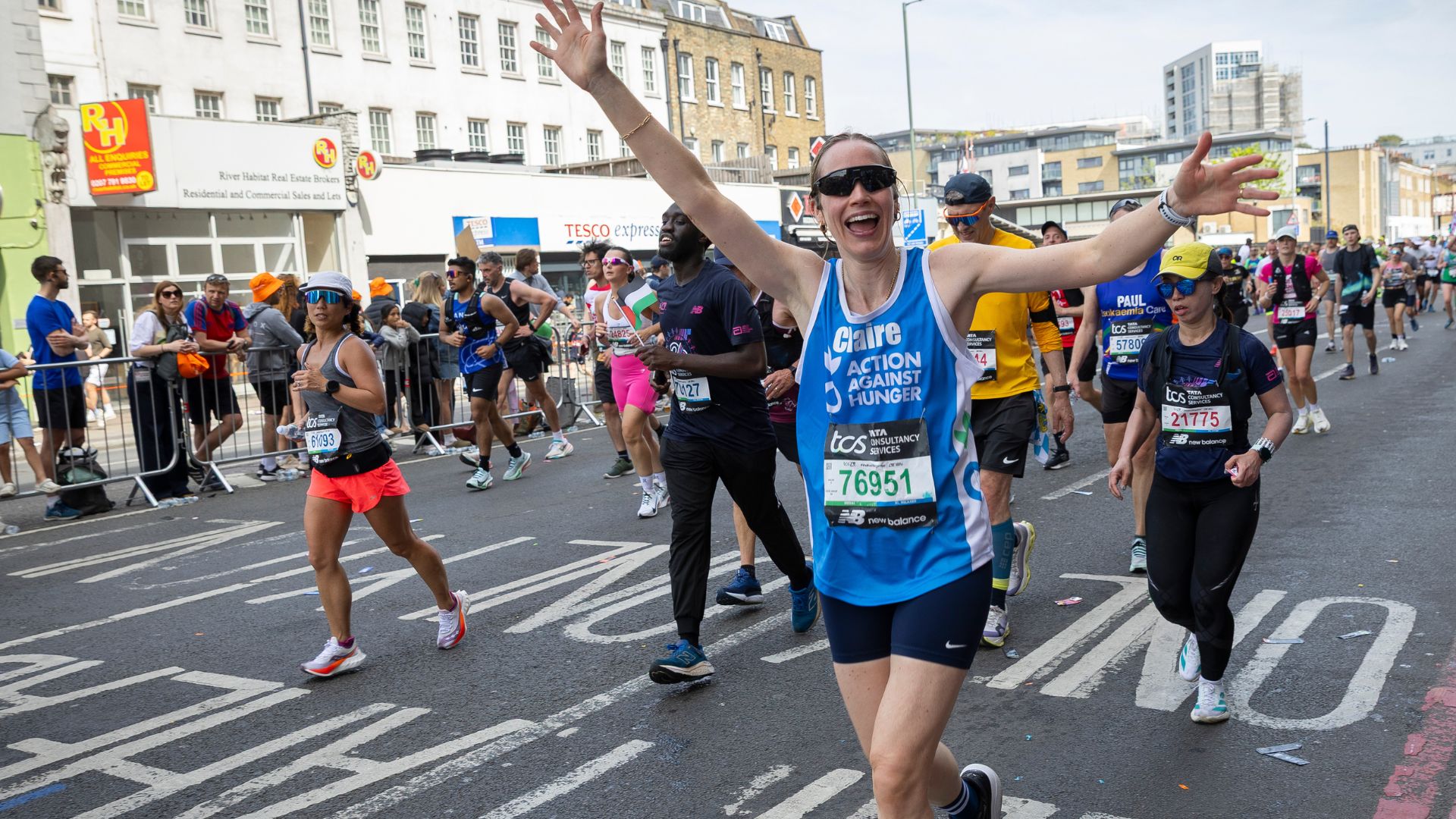 An Action Against Hunger runner at the London Marathon 2026.