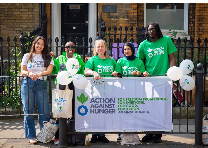 Action Against Hunger staff members at London Marathon 2026.