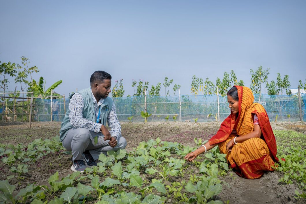 Sumon, an Action Against Hunger programme manager, at one of our livelihoods programmes in Bangladesh.
