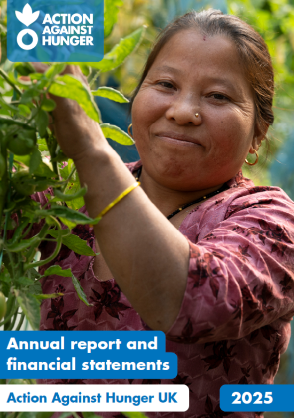 Front cover of Action Against Hunger UK's Annual Report and Financial Statements 2025.